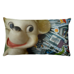 Vintage Toy Mouse and Bunny Double Sided Throw Pillow!